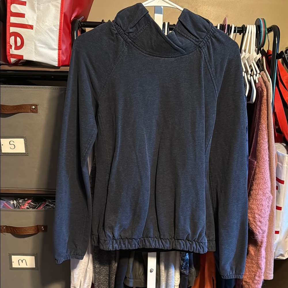 Lululemon After All Pullover Sweatshirt Sz 4 Heathered Naval Blue French Terry